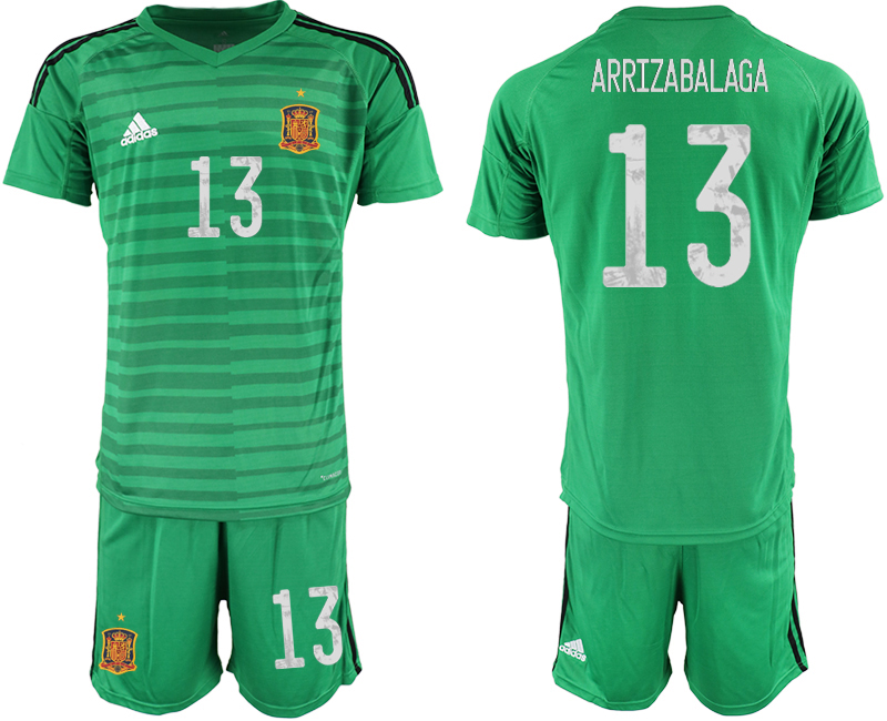 Men 2021 European Cup Spain green goalkeeper #13 Soccer Jersey